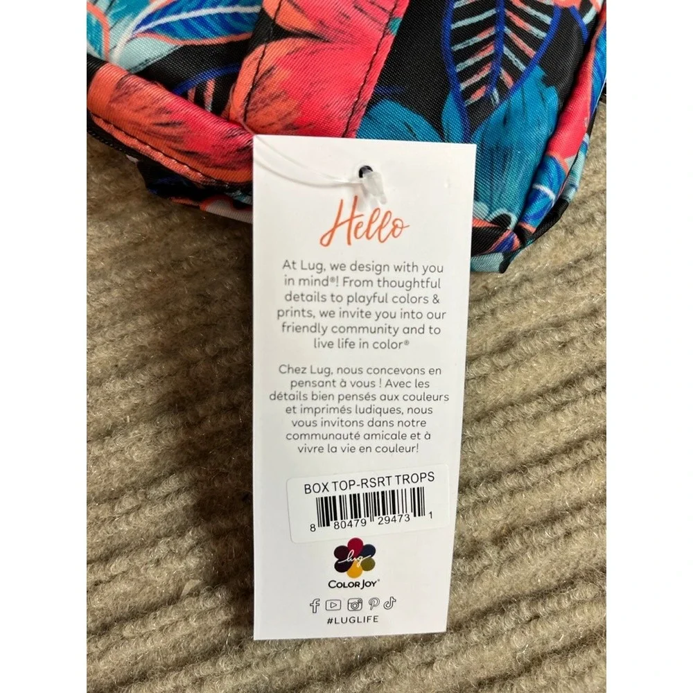 NWT Lug Box Top Small Cosmetic Case Resort Tropical Floral Travel Makeup Bag NEW